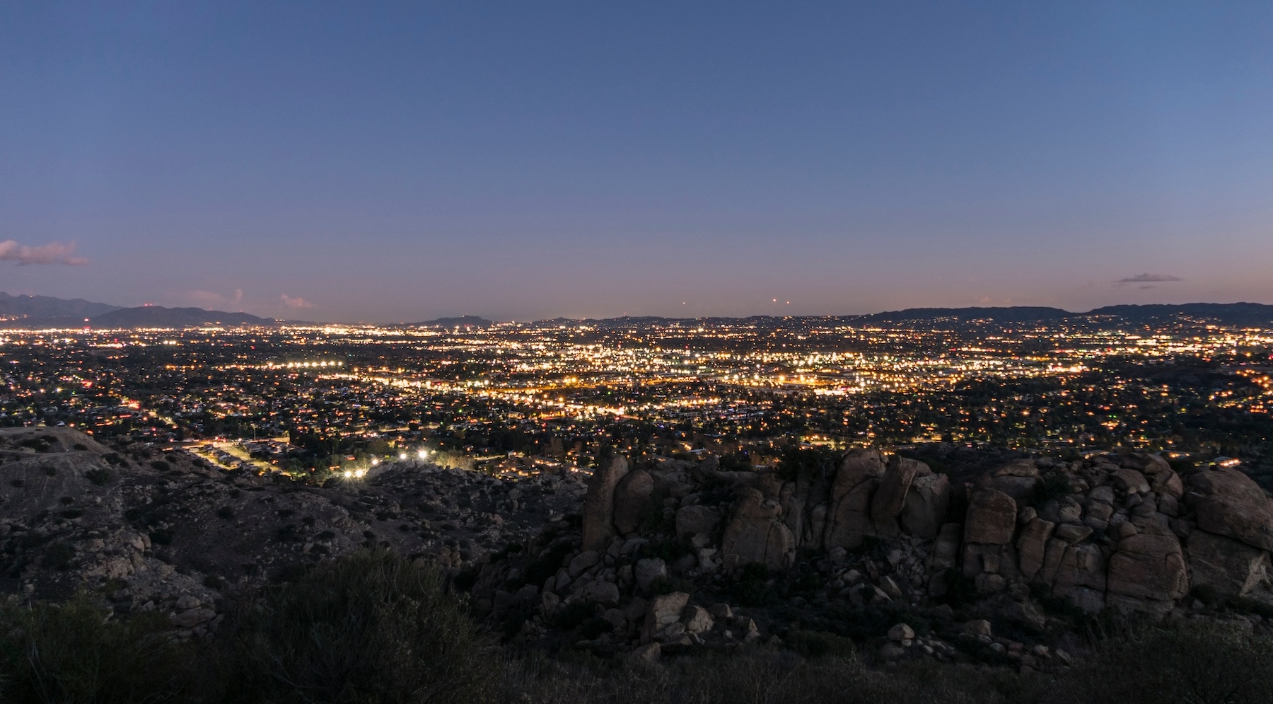 San Fernando valley in California at dusk