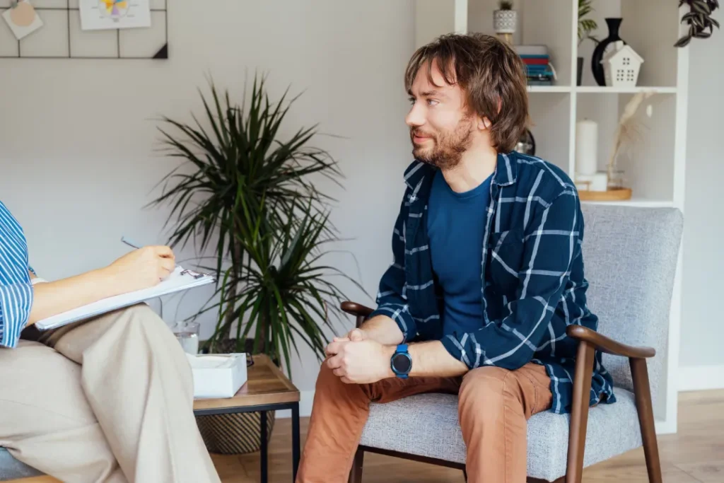 The Grove Recovery | depressed male patient having psychotherapy sessio